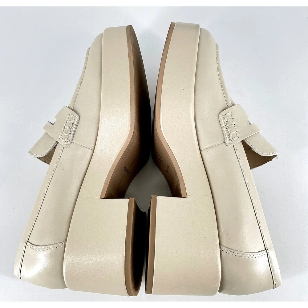 Dolce Vita Size 8.5 Ivory Leather Platform‎ Penny Loafers NEW Chunky Yanni $150